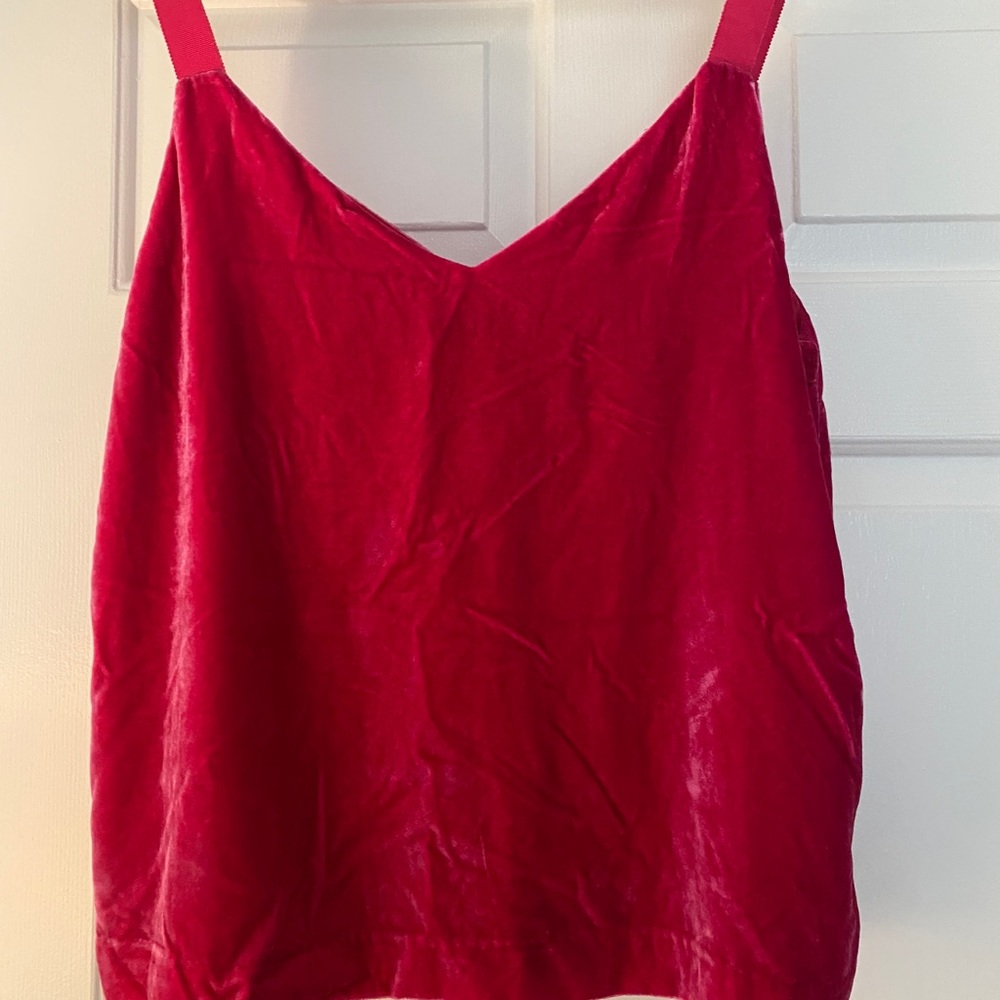 NWT hot pink velvet double v tank